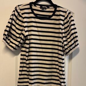 J. Crew Black & Tan Striped Puff-Sleeve Tee